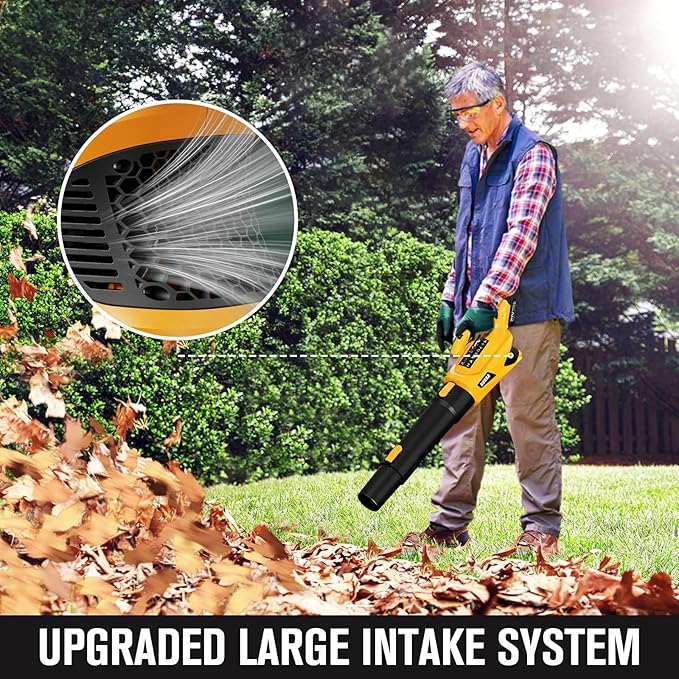 BUBRA Cordless Leaf Blower 21V Lightweight Powerful Electric Leaf Blower with 2 x 4.0Ah Batteries and Fast Charger, Variable-Speed, Battery Powered Blowers for Lawn Care, Yard Clearance