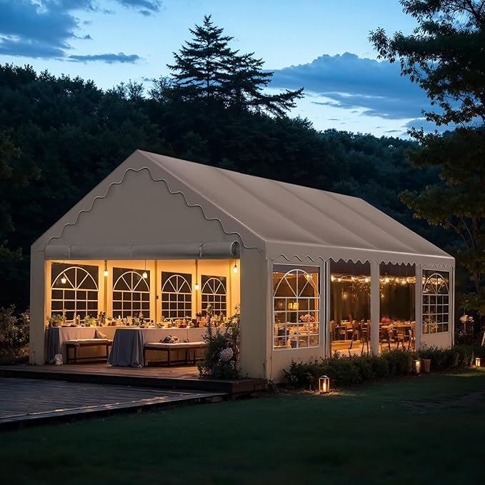 Sophia & William Party Tent 13x26 ft, Heavy Duty, Waterproof, White with Sidewalls for Backyard Parties, Outdoor Activities, Weddings, Camping