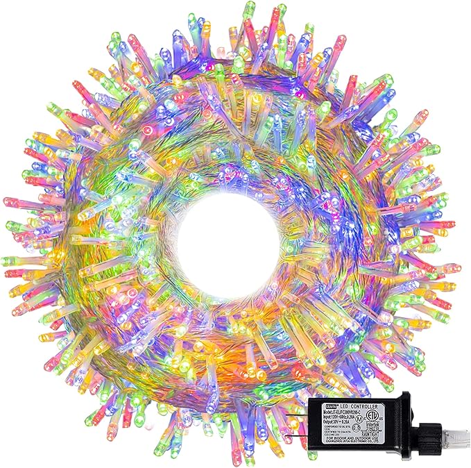 kemooie 500 LED Multicolor Christmas Lights, 164 FT 8 Lighting Mode Plug in Fairy Light Outdoor, IP44 Waterproof String Lights for Outdoor Indoor Wedding Party Xmas Decorations (Multicolor)