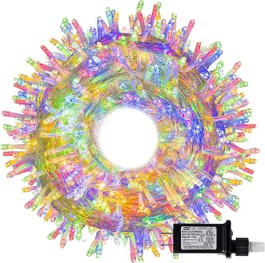 kemooie 500 LED Multicolor Christmas Lights, 164 FT 8 Lighting Mode Plug in Fairy Light Outdoor, IP44 Waterproof String Lights for Outdoor Indoor Wedding Party Xmas Decorations (Multicolor)