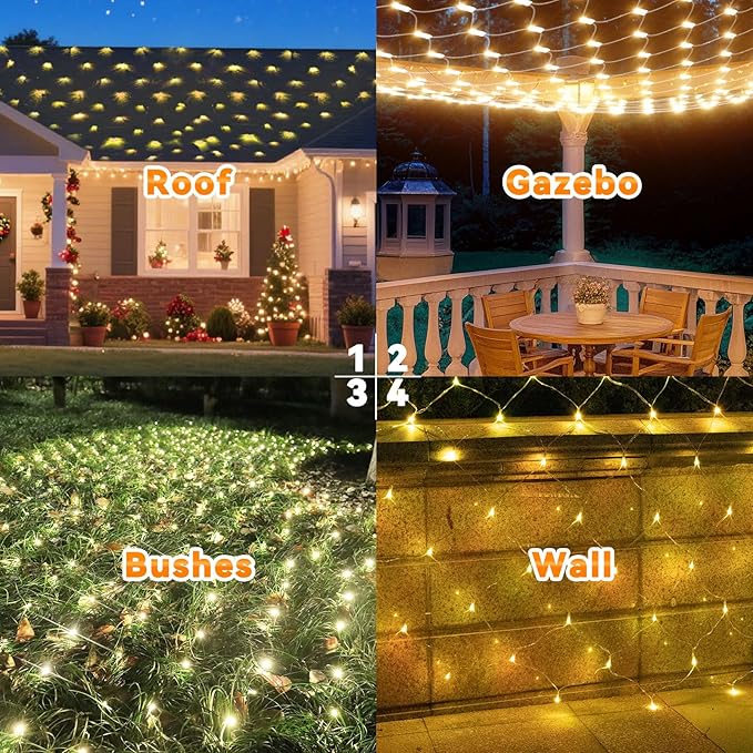 LitHome 21ft x 5ft Christmas Net Lights, 360 LED Mesh Fairy String Lights with 8 Modes, Connectable Plug in Waterproof Mesh Lights for Bushed,Trees,Yard,Patio,Garden Decorations(Warm White)