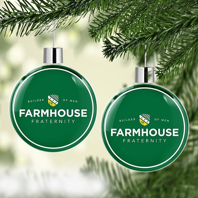 Farmhouse Round Flat Christmas Tree Ornament Decoration for Tree Party Home Holiday Decor (Farmhouse 4)