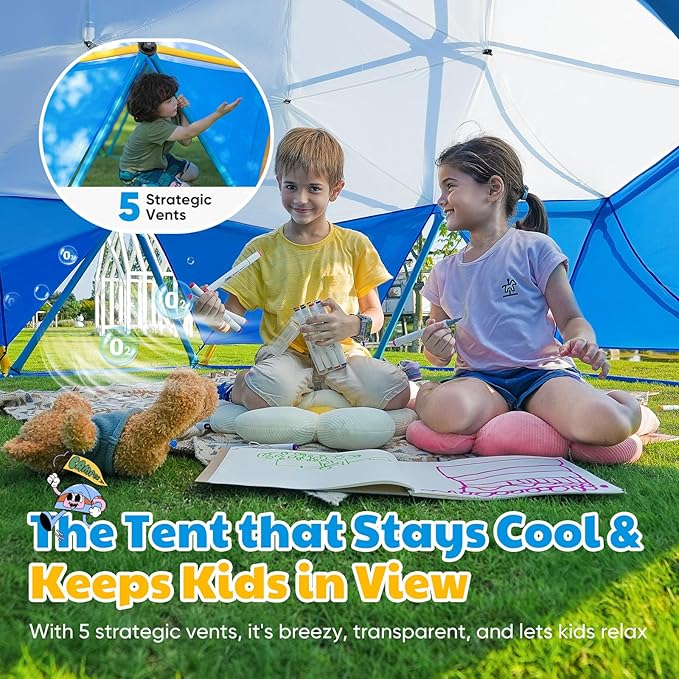 Zupapa New Upgraded Outdoor Geometric Dome Climber with Tent, 1000LBS Weight Capability, 3D Assembly Video, Suitable for 1-6 Kids Climbing Frame (Blue+Yellow, 10FT)
