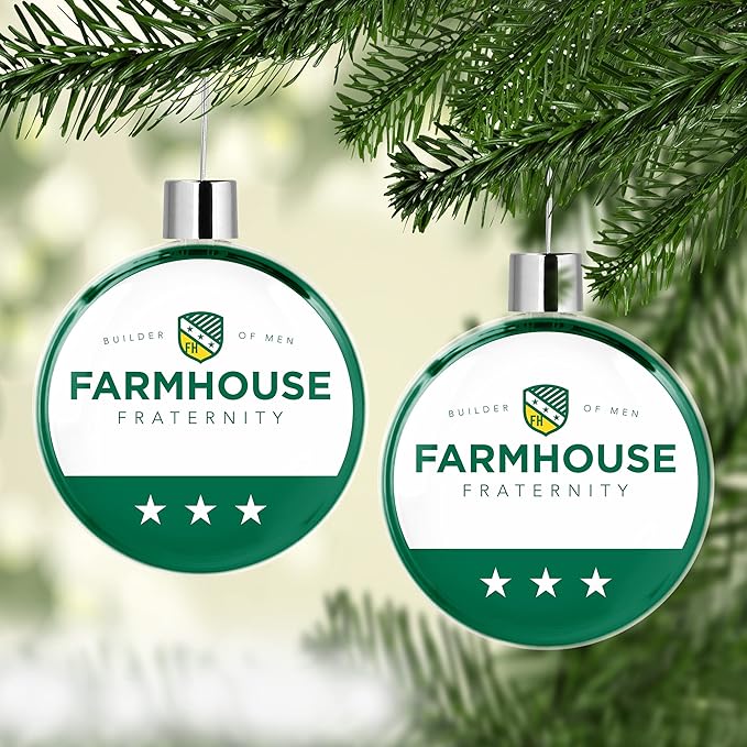 Farmhouse Round Flat Christmas Tree Ornament Decoration for Tree Party Home Holiday Decor (Farmhouse 2)