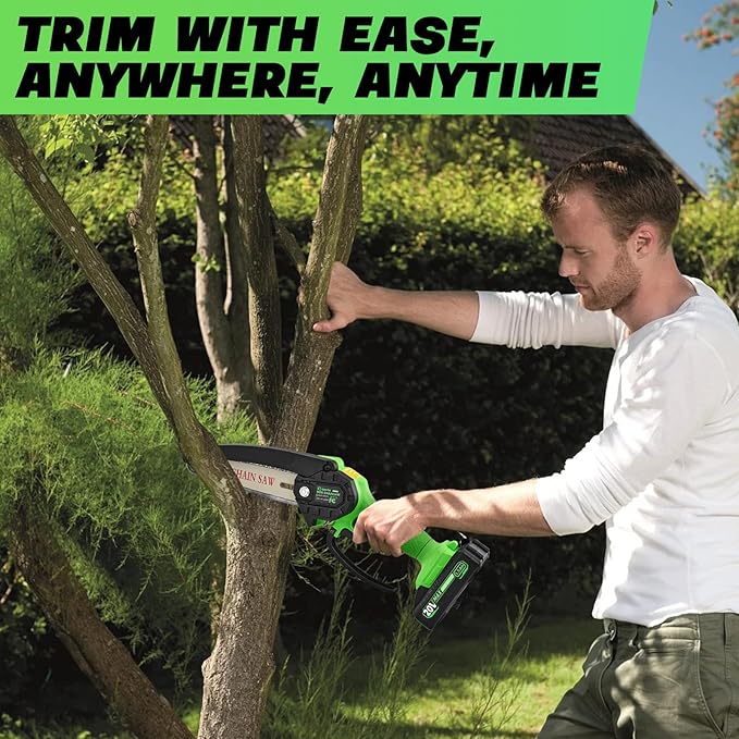 Saker Mini Chainsaw Cordless,6 Inch Chainsaw, Mini Electric Chainsaw Cordless Battery Powered,One-Hand Portable Chain Saw for Tree Trimming, Pruning&Wood Cutting,Christmas Gifts for Men Husband Father