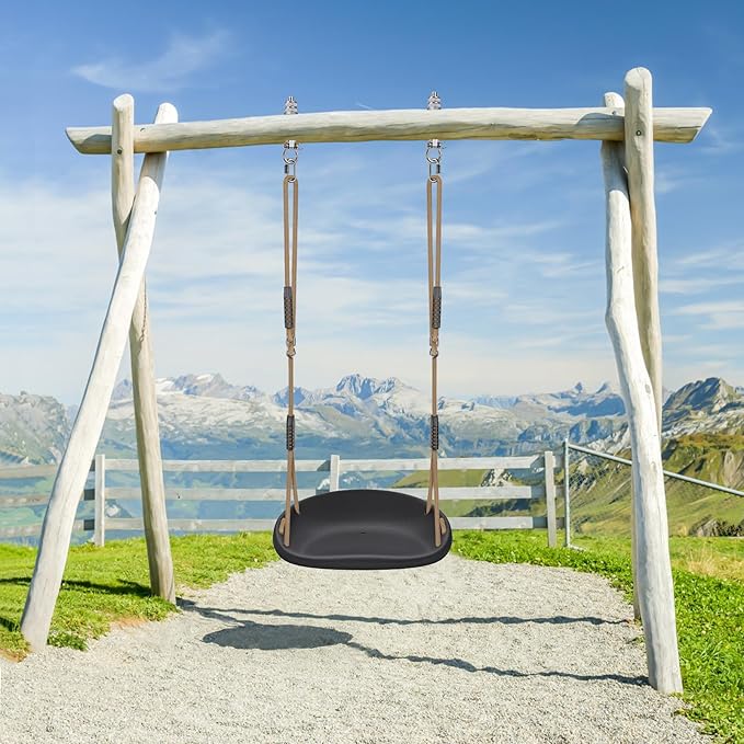 SELEWARE Heavy Duty Swing Seat for Adults Kids Tree Swing with Weather Proof Ropes Swing Set Accessories for Backyard Patio Garden Playground, Height Adjustable Black of 2