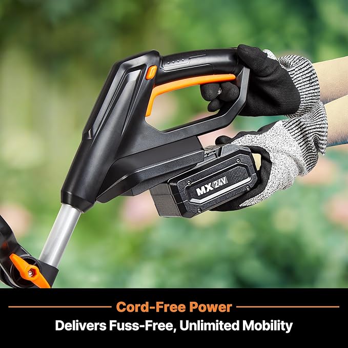 LawnMaster 24V MAX Cordless Tiller Cultivator, Lightweight Electric Garden Tiller, with 1* MAX 24V 4.0ah Battery&Charger, 4* Blade, 9In Tilling Width & 7In Depth for Weeding, Gardening & Cultivation
