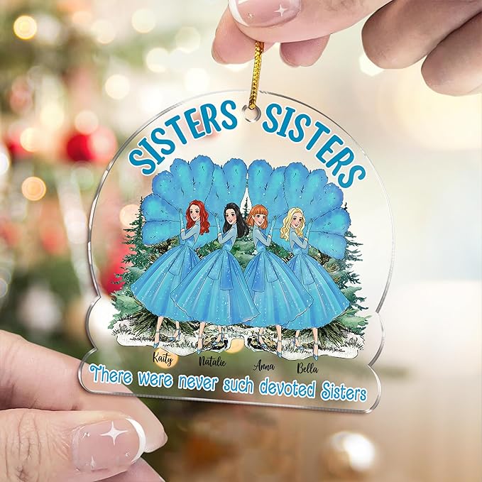 Gossby Personalized Sisters Sisters Christmas Ornament - Custom Sister Gift - Christmas Sister Friend Gift - Christmas Decorations - There were Never Such Devoted Sisters - 4 Sisters