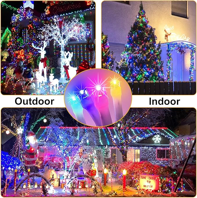 410Ft 1200LED Christmas Lights Outdoor Decorations 12 Modes & Memory Timer Christmas Lights with Remote Plug in Waterproof Fairy String Lights for Xmas Wedding Party Holiday Decor（Multicolor）