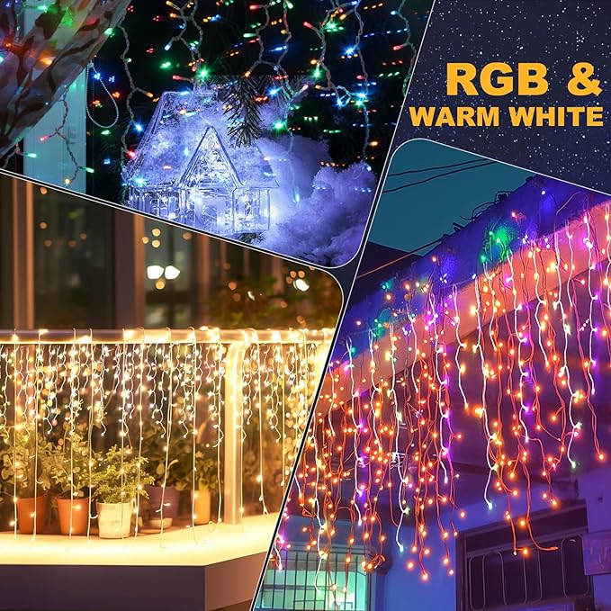 131ft Christmas Lights Outdoor, 1680 LED Waterproof 8 Modes String Light with App and Remote Control for Outside House Roof Decorations Indoor Decor-Warm White to Multicolor