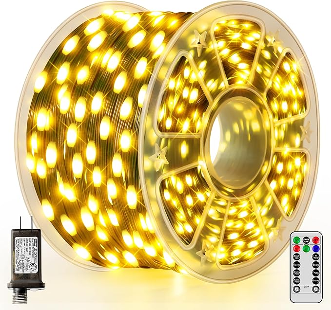 Christmas Lights 1200 LED 394 FT, IP67 Waterproof Christmas Tree Lights with 8 Modes, Outdoor String Lights with Timers & Memory Function, Xmas Light for Holiday Decor (Warm White)