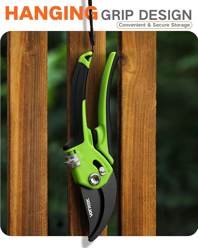 Pruning Shears for Gardening - 8.5 Garden Clippers with SK5 Blade, Stepless Adjustable Handle for All Hand, Ergonomic Bypass Plant Pruners Scissors for Heavy Duty Branch Bush Rose Tool