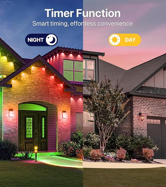 100FT RGB+IC LED Permanent Outdoor Lights: Eave Lights with Smart APP & Remote Control, 72 Scene Modes, Waterproof IP65 for Holiday Christmas Decorations(Extension Cord Not Included)