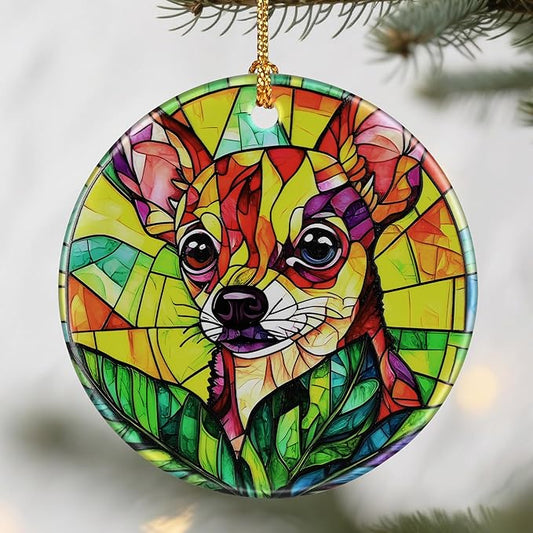 Vibrant Chihuahua Ornaments, Dog Christmas Ornaments: Christmas Tree Decorations, Holiday Decor, Stocking Stuffers, Gift Ideas, Xmas Gift, Gifts for Pet Lover & Gifts for Dog Lover