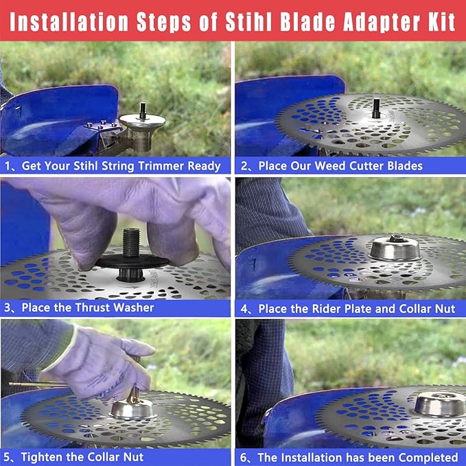 10" x 80 Teeth Carbide Tip Brush Cutter Blades Weed Trimmer Blade Head with Adapter Kit for Weed Eaters, for Husqvarna, Stihl Brush Cutter, String Trimmer, Lawn Mower(2 Pack)