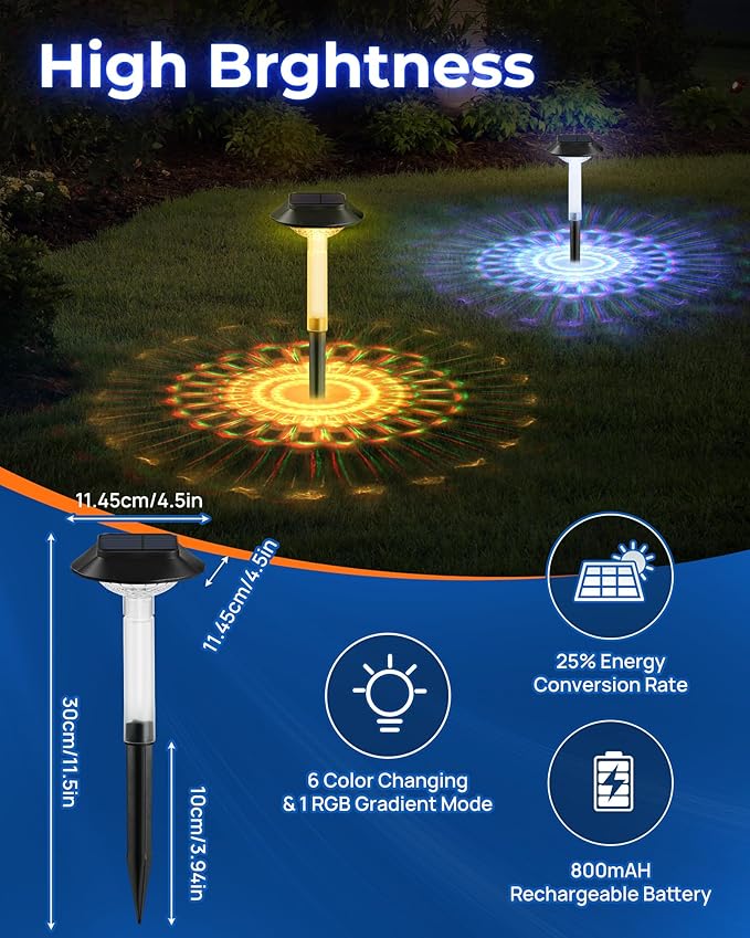 ALEPOD Color Changing Solar Pathway Lights - 10 Pack IP68 Waterproof with 7 RGB Modes for Halloween & Christmas Yard, Garden, Walkway, Pathway, Backyard, Lawn Decoration