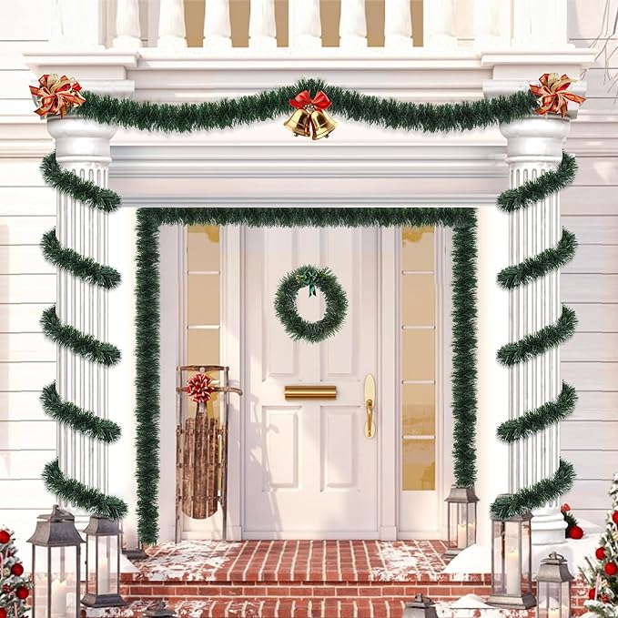 50 FT Artificial Pine Greenery Garland - Xmas Decorations for Christmas Tree, Stairs, Mantle, Fireplace, Outdoor & Indoor Home Holiday Party