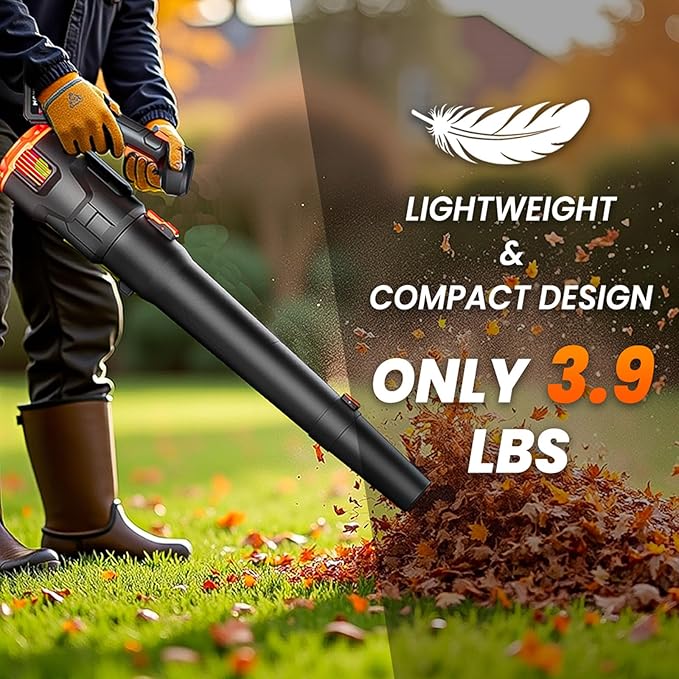 Leaf Blower Cordless, Electric Leaf Blowers with 2 x 3.0Ah Batteries and Charger, 3 Variable Speed Modes, Powerful Lightweight Blowers for Lawn Care, Patio, Blowing Leaves, Dust and Snow