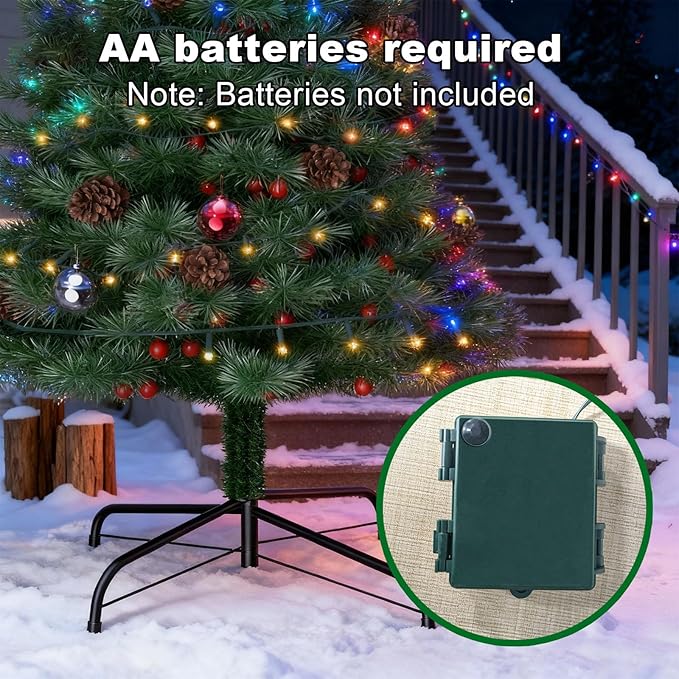 4FT Christmas Tree DOLUCKY Battery Operated Arbol de Navidad 8 Modes 70LED Artificial Christmas Trees with Lights Pinecone Haw for Outdoor Paths Gardens Christmas Decorations