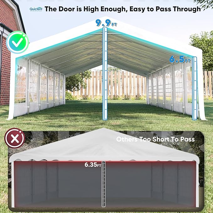 Quictent 20x30 Party Tent Heavy Duty Outdoor Canopy Tent Carport Wedding Event Shelter BBQ Wedding Tents for Parties with Storage Bags