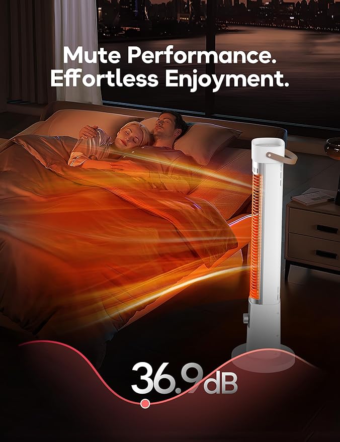 Patio Heater for Outdoor Use, Infrared Electric Outdoor Heater, 1500W Instant Heating, 60-Degree Oscillation, 9 Heat Levels, 9H Timer, Remote, for Garage, Backyard, Large Room, Indoor, 32.2, White
