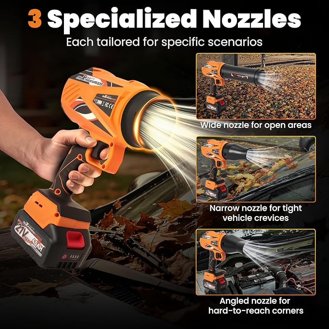 maXpeedingrods Cordless Leaf Blower, 550CFM Battery Leaf Blower with Charger, Infinitely Variable Speeds Lightweight Handheld, Leaf Blowers for Patio Cleaning, Car Water Blowing Leaves and Dust