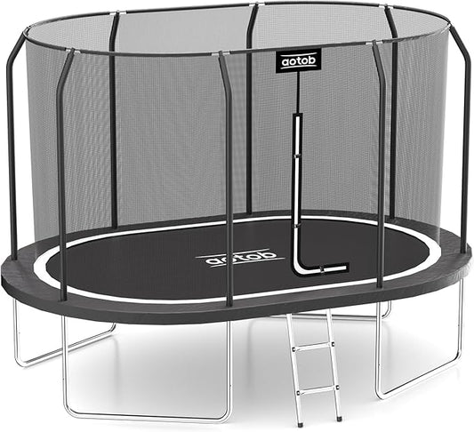 AOTOB 8×12 FT ，8×14 FT Rectangle Trampoline - Perfect Outdoor Large Trampolines for Kids - Gymnastics Style Trampoline with Enclosure Net - Supports Up to 440 lbs