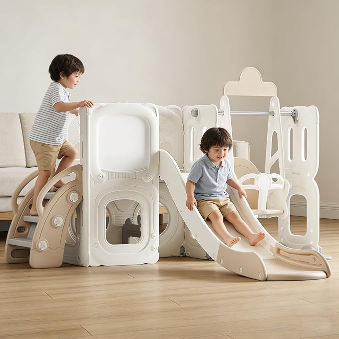 3-in-1 Toddler Slide Set with Swing and Climber, Kids Playset with Slide for Toddlers, Indoor Outdoor Backyard Playset, Easy Assembly Freestanding Playground for Kids Ages 3+