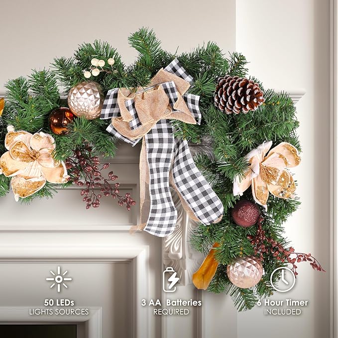 WBHome 6 Feet/72 Inch Christmas Garland Woodland Themed Holiday Decorations