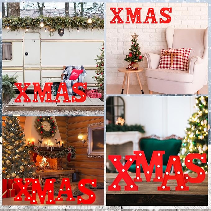 VIHOSE LED Letter Lights Sign - Battery Powered Letter Lights for Home Bar, Bedroom, Tabletop Decoration - Gift (Xmas)