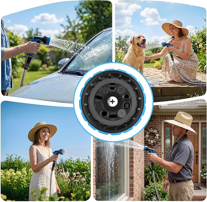 Lefree 100ft Metal Garden Hose - Heavy Duty 304 Stainless Steel Flexible Water Hose, No Kinks & Leak-Proof with Upgraded Handle, 10-Function Spray Nozzle & 4 Spare Gaskets for Yard, RV, Pet Bath