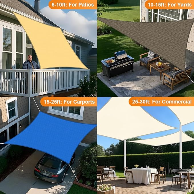 Artpuch Sun Shade Sail, 16'X20' Sand Rectangular, Curved Edged Commercial Grade 185GSM Permeable Outdoor Shade Cloth for Deck, Backyard, Patio (Custom Sizes Made)