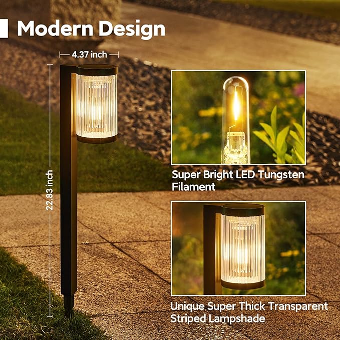 Solar Pathway Lights Outdoor, 4 Pack Upgraded Outdoor Solar Lights for Outside Super Bright Up to 12Hrs, IP65 Waterproof Solar Garden Lights for Yard Path Walkway Decor Landscape Lighting