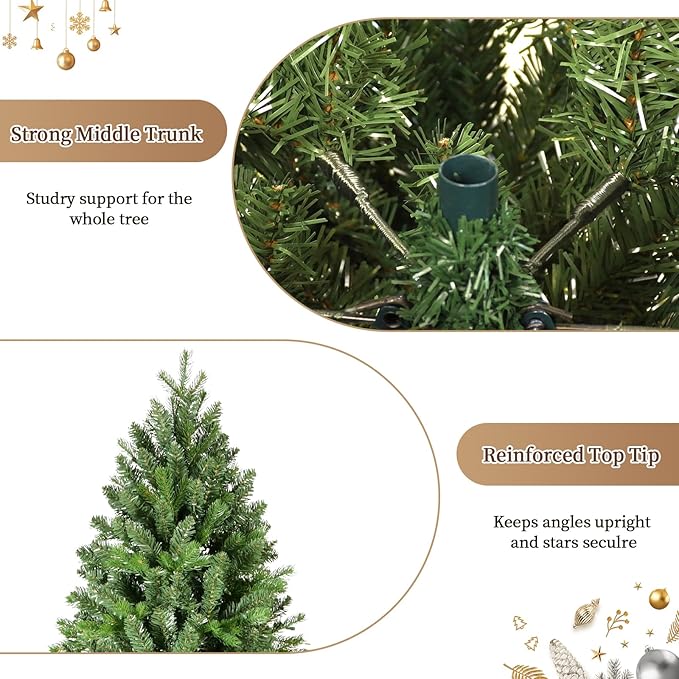 7ft Artificial Christmas Tree Green Spruce Christmas Tree with Dense 1318 Branches Tips Easy to Assemble for Home Holiday Outdoor Decor