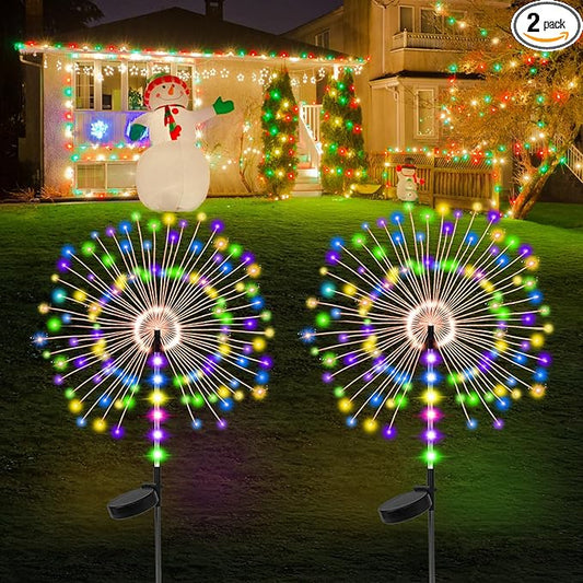 2 Pack Garden Decoration Solar Outdoor Light with 300 LEDs, Waterproof Solar Firework Lights 8 Lighting Modes, Suitable for Outdoor, Yard, Pathway ， Landscape Decoration(Multicolor)