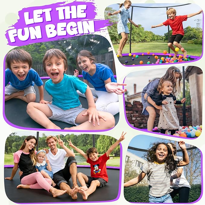 Trampoline 8FT 10FT 12FT 14FT 15FT 16FT, Recreational Trampolines with Enclosure Net and Ladder, Outdoor Anti-Rust Trampolines for Kids and Adults, ASTM Approved