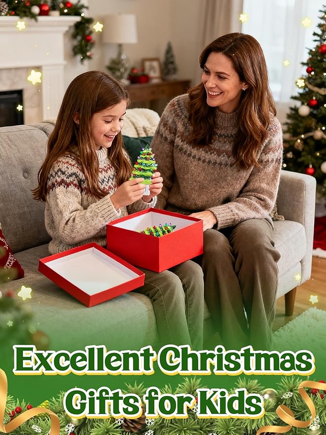 Bigmeta 2 Pack Vintage Christmas Tree Night Light Decor - 360° Rotating Plug Resin Decorations for Home Bedroom Bathroom Christmas Holiday Gifts, Green