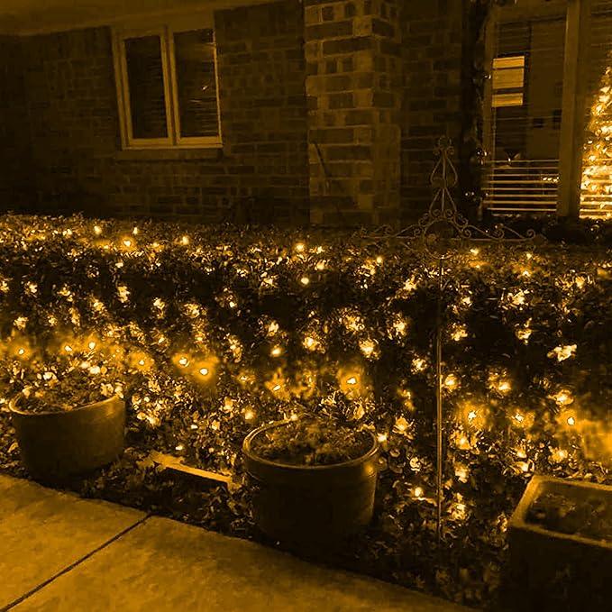 Dazzle Bright Christmas 200 LED Net Lights, 9.8FT x 6.6FT Green Wire Connectable Mesh Lights with 8 Modes, Christmas String Lights for Xmas Indoor Outdoor Garden Party Decorations (Warm White)