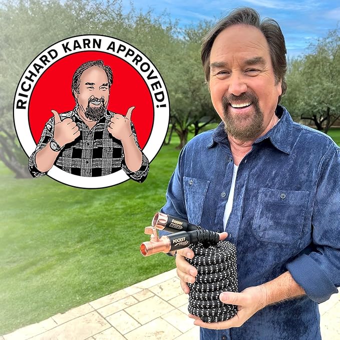 Pocket Hose Copper Bullet Expandable Garden Hose w/10 Pattern Thumb Spray Nozzle AS SEEN ON TV 650psi 3/4 in Patented Lead-Free Ultra-Lightweight Solid Copper Anodized Aluminum (50 Ft)