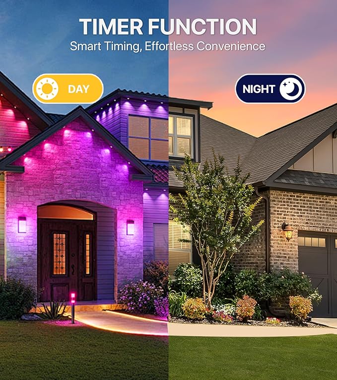 Permanent Outdoor Lights, 50FT RGB+IC LED Lights with Smart APP & Remote Control, 72 Scene Modes, Waterproof IP65 for Holiday, Christmas, Yard Decorations(Extension Cord Not Included)