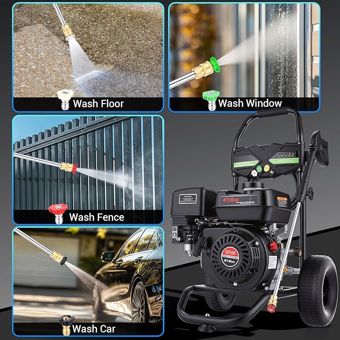 Gas Powered Pressure Washer 4200 PSI Gas Power Washer 4.0 GPM 212CC Commercial High Pressure Washer, with Spray Gun and Extension Wand, 5 Quick Connect Nozzles, Copper Pump,EPA/CARB/ETL