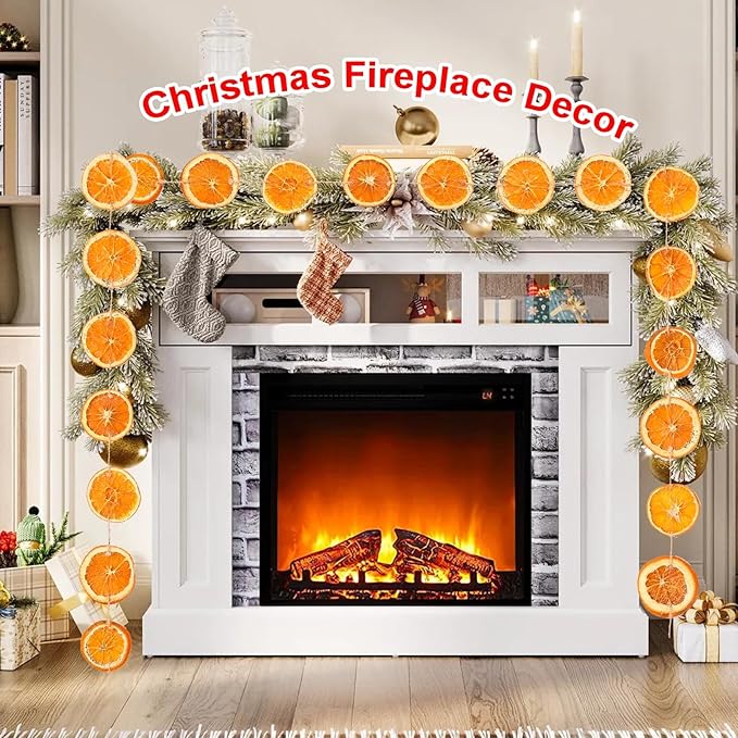 Christmas Decorations, 3 Pcs 10ft Dried Orange Slice Christmas Garland, Rustic Orange Garland for Mantle Front Door Fireplace Home Wall Doorway Window Christmas Tree Porch Farmhouse Indoor Decor