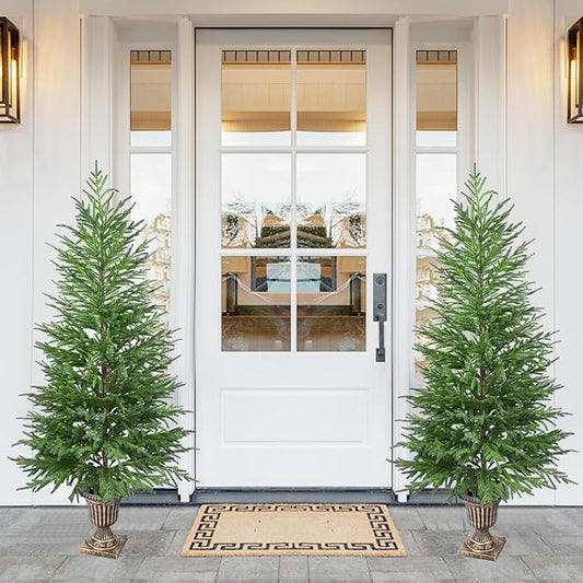 4FT Artificial Potted Norfolk Christmas Tree, 1-Pack Norfolk Pine Tree,Faux Christmas Tree Fake Potted Plants for Indoor Outdoor Home Front Porch Christmas Decor