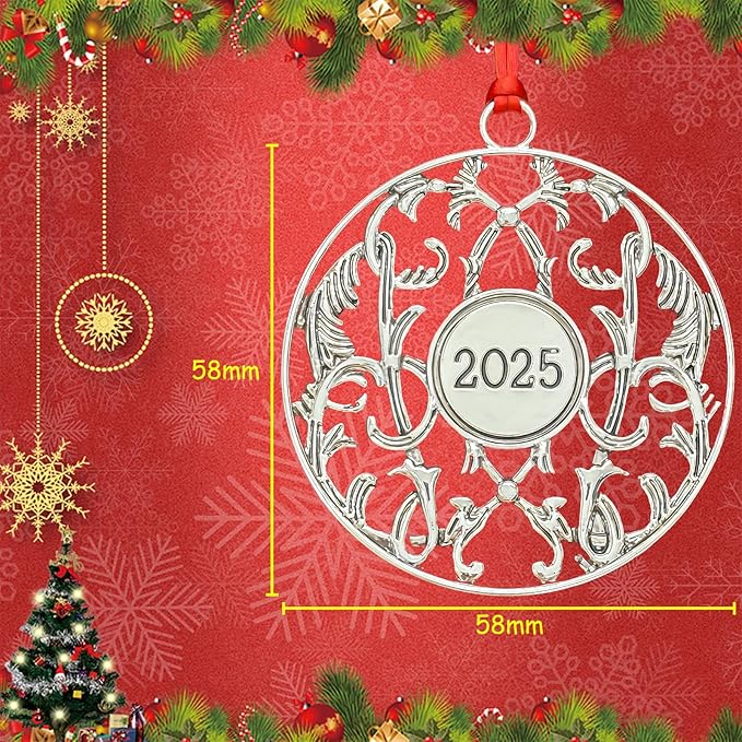 Christmas Ornaments 2025 Solid Pewter Christmas Tree Ornaments Handcrafted Pewter Xmas Pendants Decoration DIY Festive Home Hanging Ornaments for Christmas Trees Winter Decor