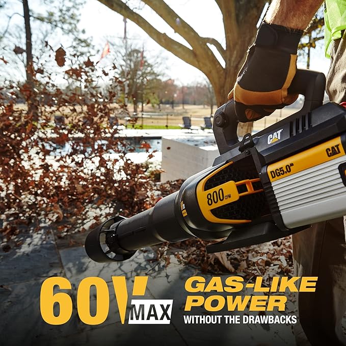 Cat DG651 60V 800 CFM 170 MPH High-Powered Leaf Blower Cordless, Adjustable Speed Blowers for Lawn Care, Lightweight Cordless Leaf Blower with Variable Air Control ? Battery & Charger Included