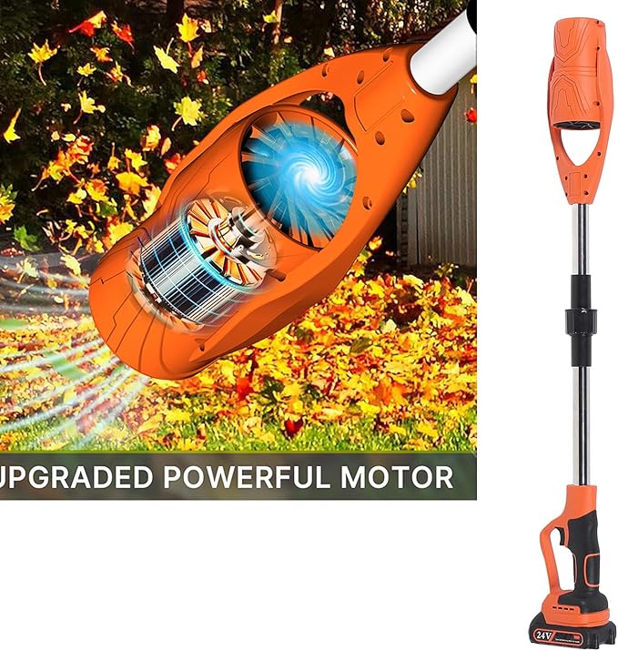 Cordless Electric Leaf Blower ABS Battery Powered Foldable Handheld Leaf Blower with 1500mAh Battery and Charger for Lawn Patio Orange