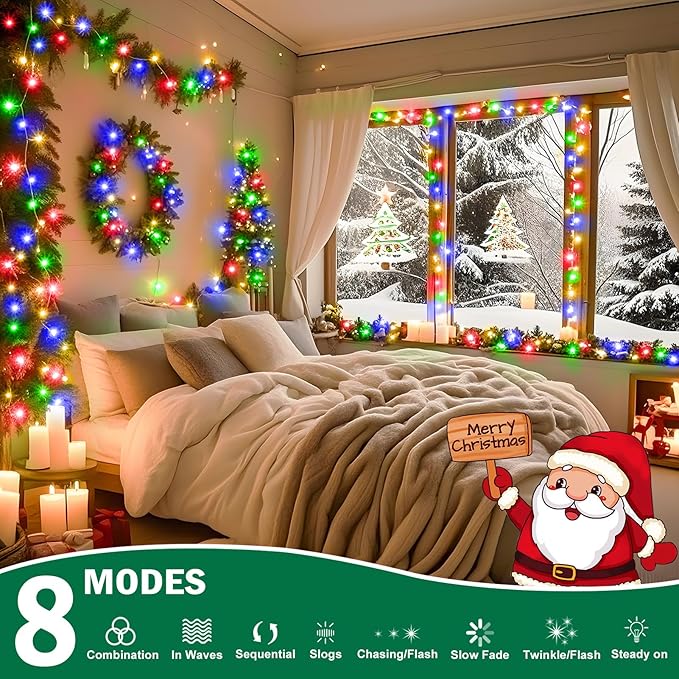 SAUIRS 600FT 1500 LED Christmas Lights Outdoor String Lights with 8 Modes Timer Waterproof Fairy Light Plug in for Outside Indoor Party Xmas Palm Tree Yard Wedding Decorations(Multicolor)