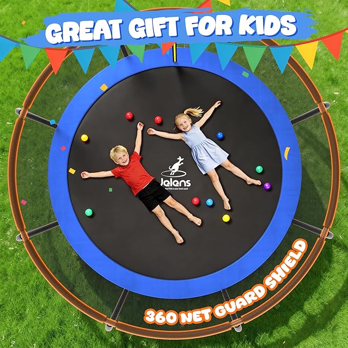 Trampoline 8FT 10FT 12FT 14FT 15FT 16FT, Recreational Trampolines with Enclosure Net and Ladder, Outdoor Anti-Rust Trampolines for Kids and Adults, ASTM Approved