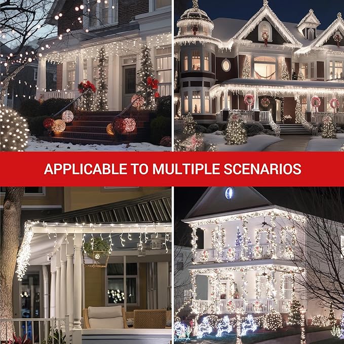 new one Cool White Icicle Lights with White Wire with 2 Cord Reels, 2 Pack Totalling 93.4FT, 240 Drops 500 LED Connectable Christmas String Lights Holiday Party (46.7 FT 250 LED 120 Drops for 1 Pack)