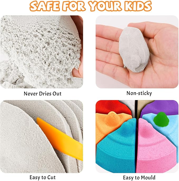 NiToy FlexiSand Value Pack 11lbs of Moldable Self-Sticking Sand, Never Dries Out-Fun for 3 Years and Up Kids Bulk Refill for Sensory Sand Box Toys, Ideal for Shaping, and Molding (White)